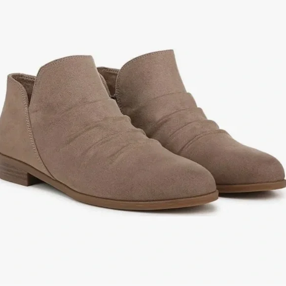 Dr. Scholl’s Faux Suede Side-Cut Rae Booties – Taupe – Women’s - Picture 1 of 3
